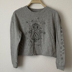 Rebellious One Gray Graphic Crop Top 100% Cotton